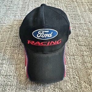 Ford Racing Winners Circle Team Issued Black Hat Cap‎ NASCAR NHRA Racing Flames